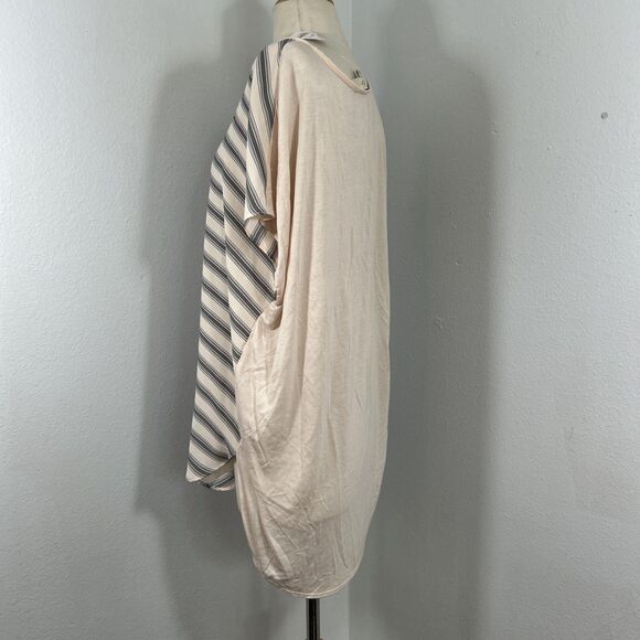 Loft Top Womens Large Beige Strip Mix Material Blouse‎ - Picture 2 of 7
